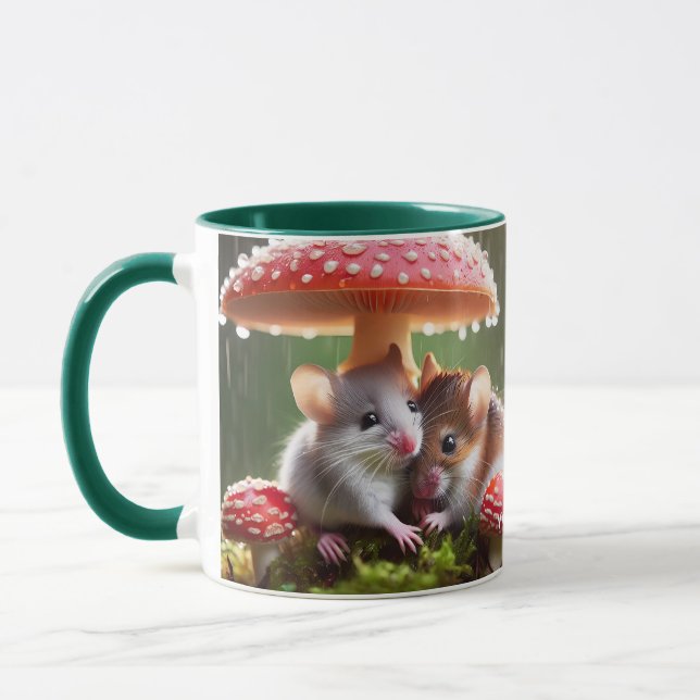 Fantasy Cute Mouse Mushroom Rain Mug (Left)