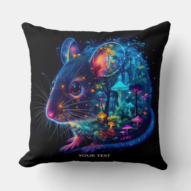 Fantasy Cute Mouse  Mushrooms Forest Throw Pillow (Front)