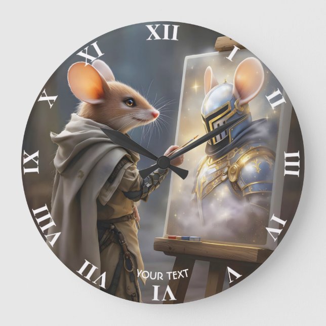 Fantasy Cute Mouse Painting Mouse Large Clock (Front)