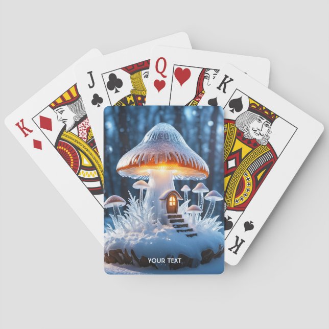 Fantasy Cute Mushroom House Ice Poker Cards (Back)