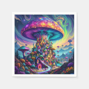 Fantasy Cute Mushroom Rainbow Skies Napkins