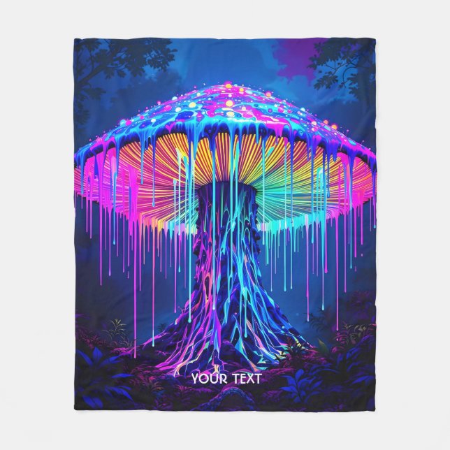 Fantasy Cute Mushroom Surreal Forest Fleece Blanket (Front)