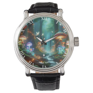 Fantasy Cute Mushrooms Forest Night Watch
