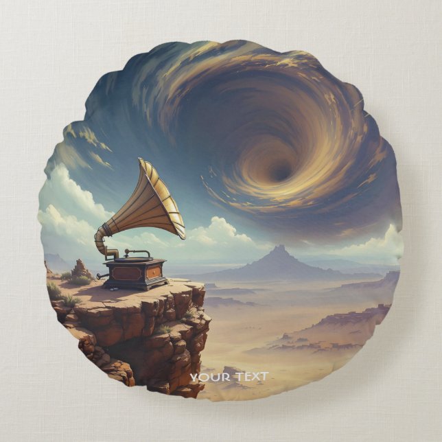 Fantasy Cute Music Of Desert Round Pillow (Front)