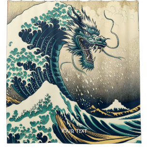 Fantasy Cute Mythical Japanese Dragon Shower Curtain