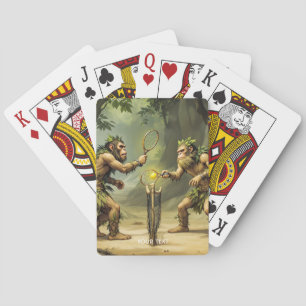 Fantasy Cute Neandertals Playing Tennis Poker Cards