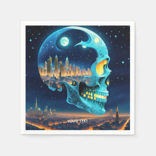 Fantasy Cute Night Head City Napkins
