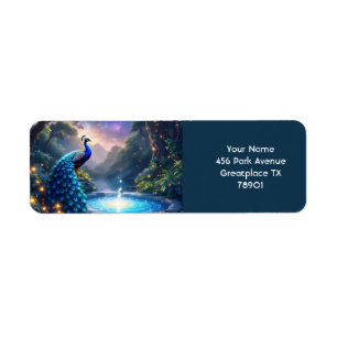 Fantasy Cute  Night Puddle Peacock Label