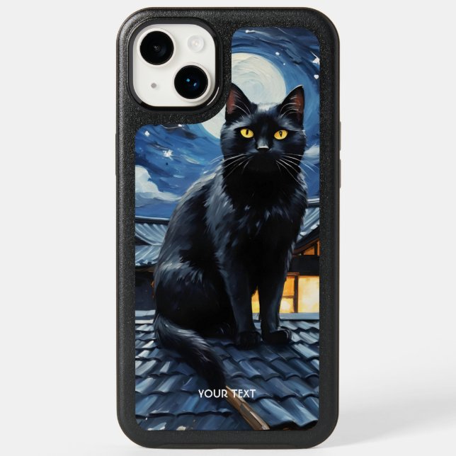Fantasy Cute Night Stars Cat Otterbox iPhone Case (Back)