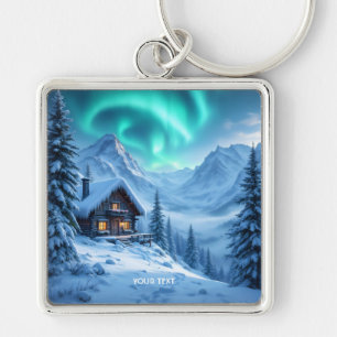 Fantasy Cute North Winter Cabin Keychain