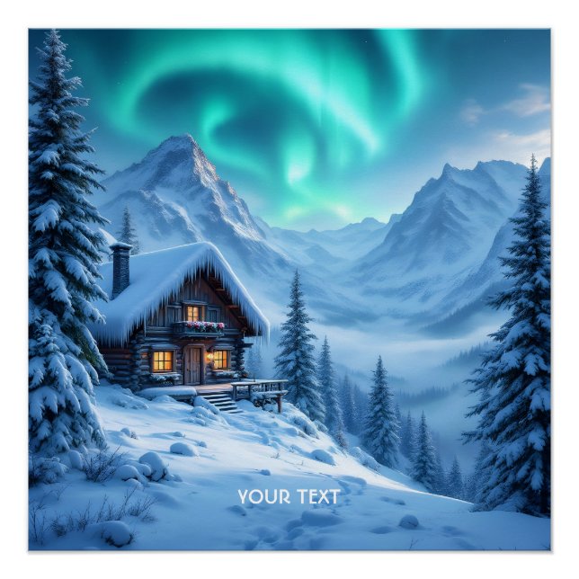 Fantasy Cute North Winter Cabin Poster (Front)
