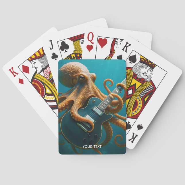 Fantasy Cute Octopus Playing Guitar Poker Cards (Back)