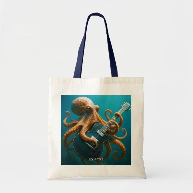 Fantasy Cute Octopus Playing Guitar Tote Bag (Front)
