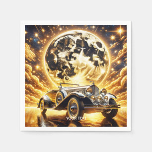 Fantasy Cute Old Car Moon Napkins