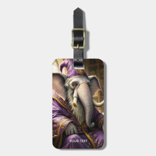 Fantasy Cute Old Elephant Wizard Luggage Tag