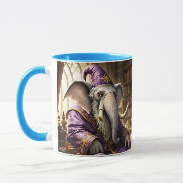 Fantasy Cute Old Elephant Wizard Mug (Left)