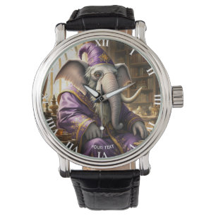 Fantasy Cute Old Elephant Wizard Watch