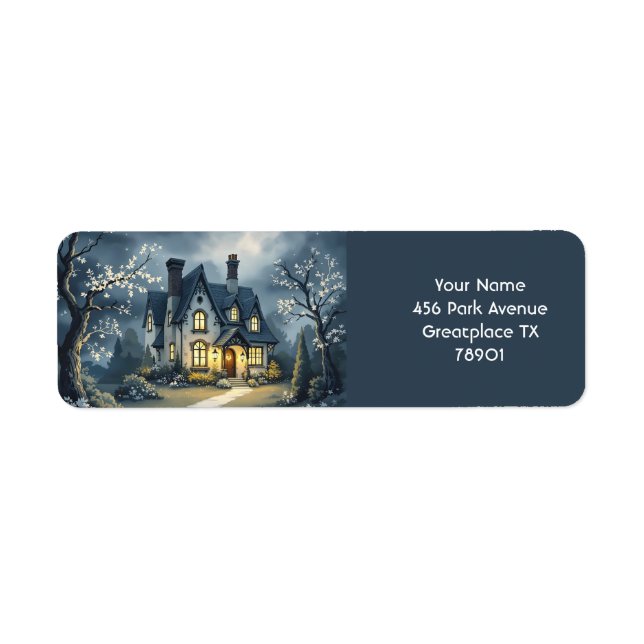 Fantasy Cute Old House Night Label (Front)