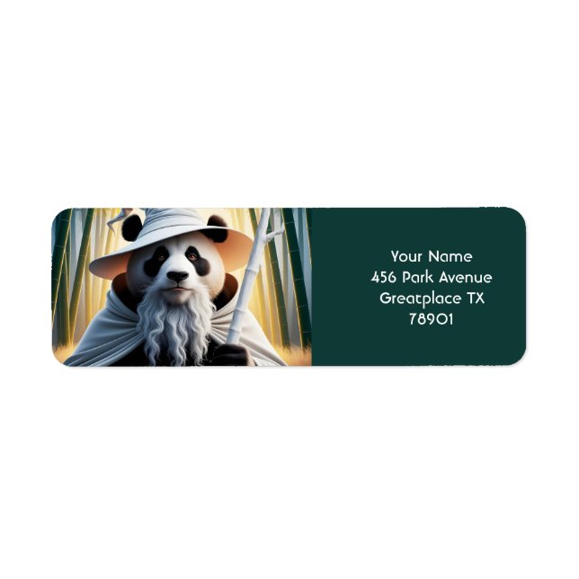 Fantasy Cute Old Panda Wizard Label (Front)