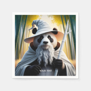 Fantasy Cute Old Panda Wizard Napkins