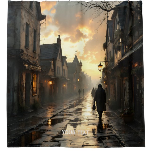 Fantasy Cute Old Slippery Street Shower Curtain (Front)