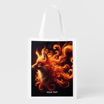 Fantasy Cute Orange Fox Fire Grocery Bag by HumusInPita at Zazzle