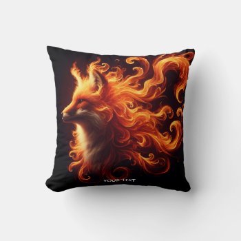 Fantasy Cute Orange Fox Fire Throw Pillow by HumusInPita at Zazzle