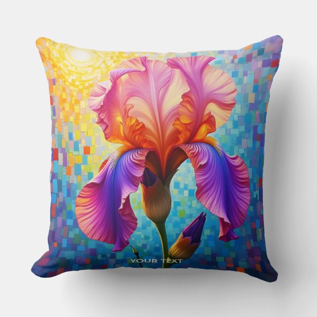 Fantasy Cute  Orange Pink Flower Throw Pillow (Front)