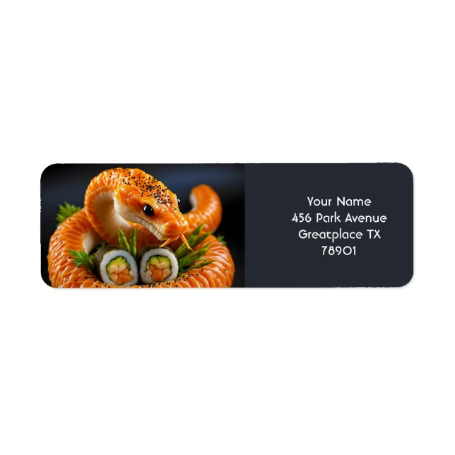 Fantasy Cute Orange Snake Sushi Label (Front)