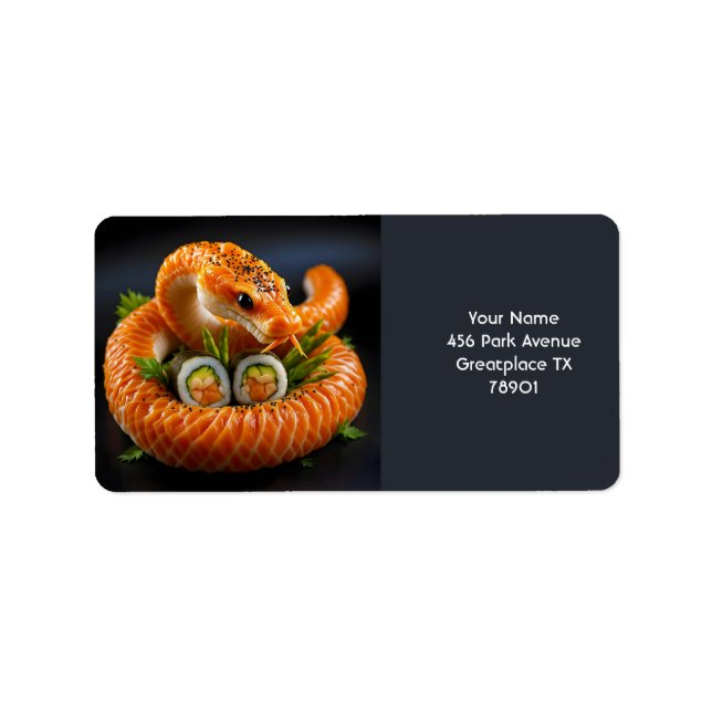 Fantasy Cute Orange Snake Sushi Label (Front)