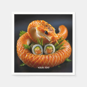 Fantasy Cute Orange Snake Sushi Napkins