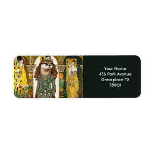 Fantasy Cute Otter Art Deco Label