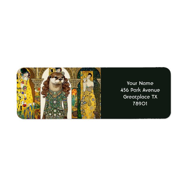 Fantasy Cute Otter Art Deco Label (Front)