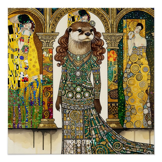 Fantasy Cute Otter Art Deco Poster (Front)