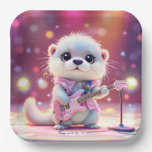 Fantasy Cute Otter Pop Star  Paper Plates