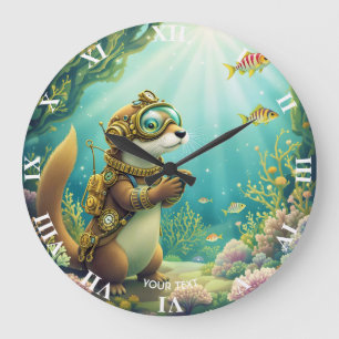Fantasy Cute Otter Steampunk Suit Large Clock