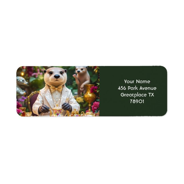 Fantasy Cute Otter Tea Party Label (Front)