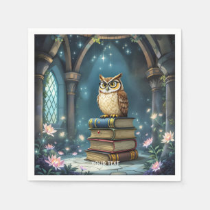 Fantasy Cute Owl Glasses Books Napkins