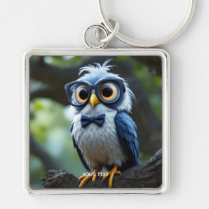 Fantasy Cute Owl Glasses Bow Keychain
