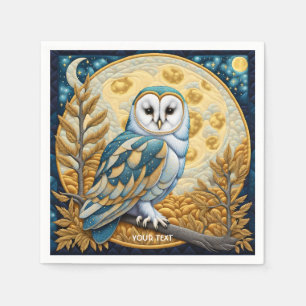 Fantasy Cute Owl Moon Trees Napkins
