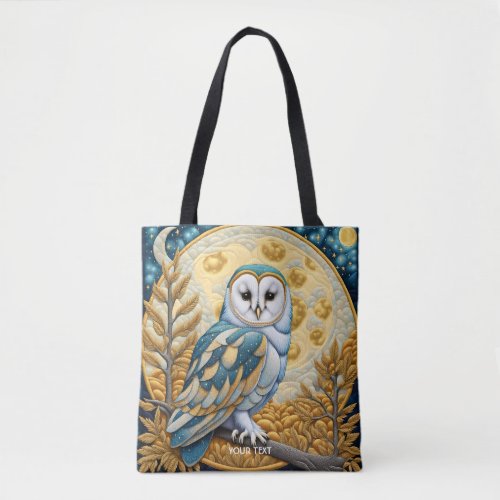 Fantasy Cute Owl Moon Trees Tote Bag