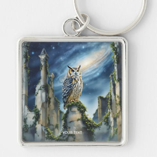 Fantasy Cute Owl Old Ruins Keychain