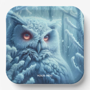 Fantasy Cute Owl Snow Winter Paper Plates