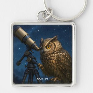 Fantasy Cute Owl Telescope Night Keychain