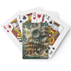 Fantasy Cute Owl Tree House  Poker Cards