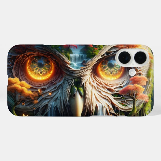 Fantasy Cute Owl Waterfall Trees Case-Mate iPhone Case (Back (Horizontal))