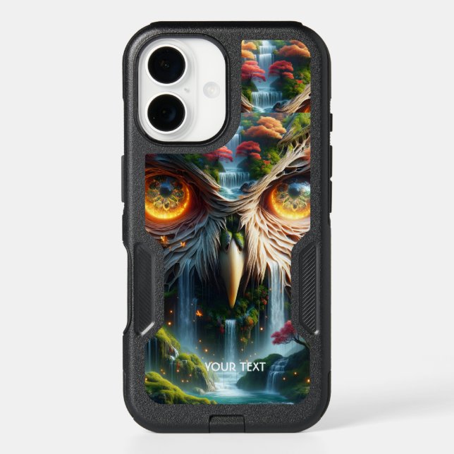 Fantasy Cute Owl Waterfall Trees Otterbox iPhone Case (Back)