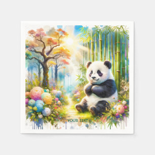 Fantasy Cute Panda Bamboo Forest Napkins