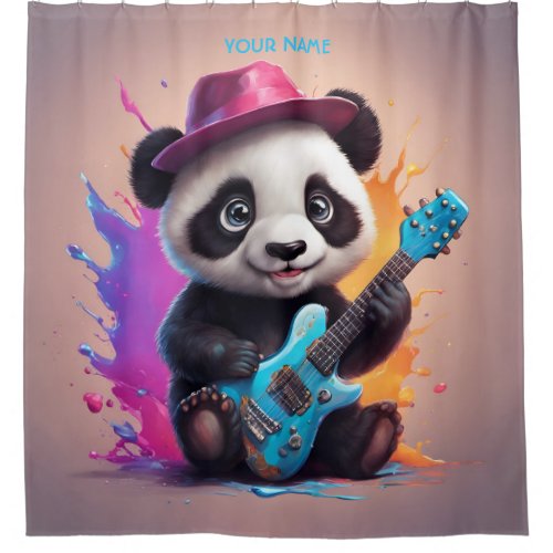 Fantasy Cute Panda Playing Guitar Shower Curtain