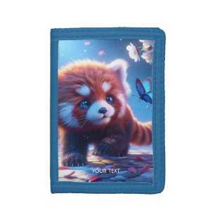 Fantasy Cute Panda Red Butterfly Tri-fold Wallet